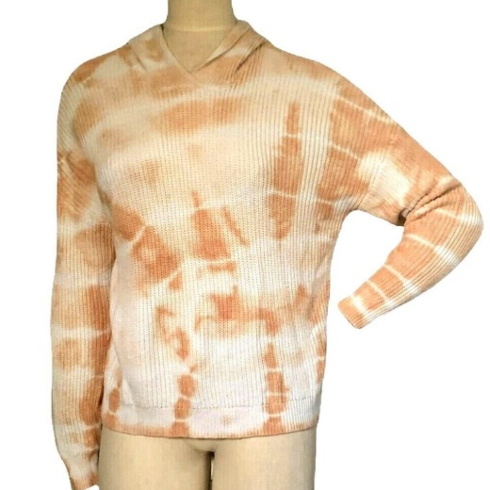 Tilly's Full Tilt Tie Dye Knit Hoodie‎ Sz S Peach White #239K